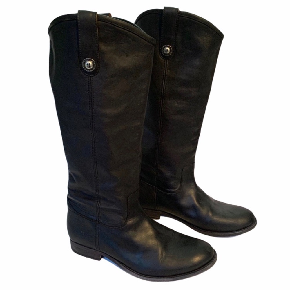 Frye Melissa black leather riding boots